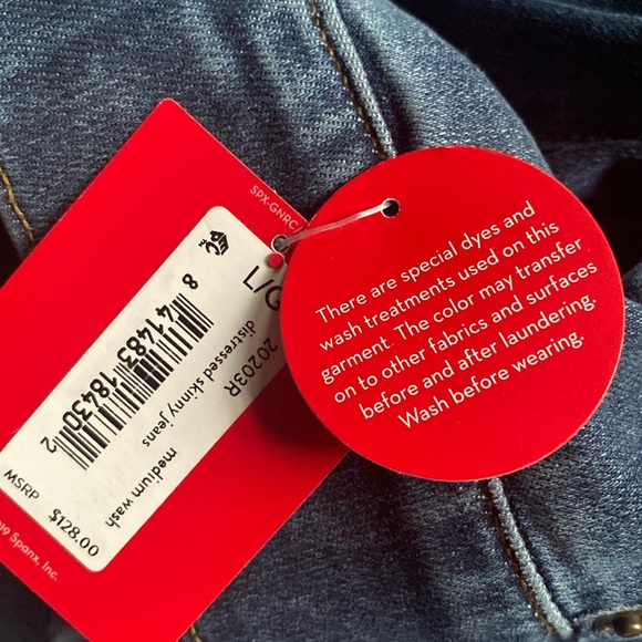 Spanx Distressed Skinny Jeans Size Large - Picture 8 of 17
